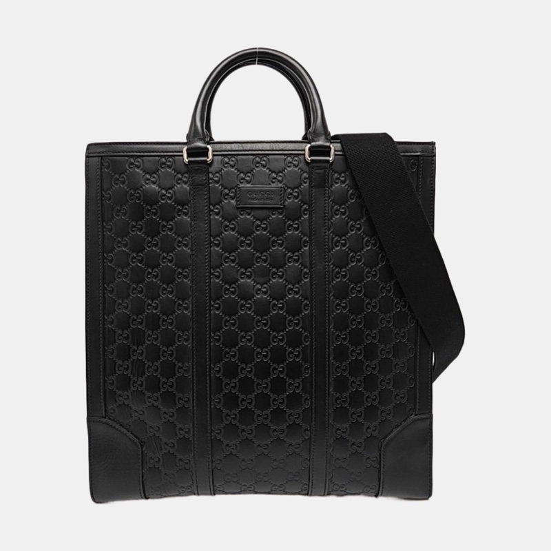 Gucci 托特包 綠色(近黑色)全皮老花壓紋手提包 肩背包-7