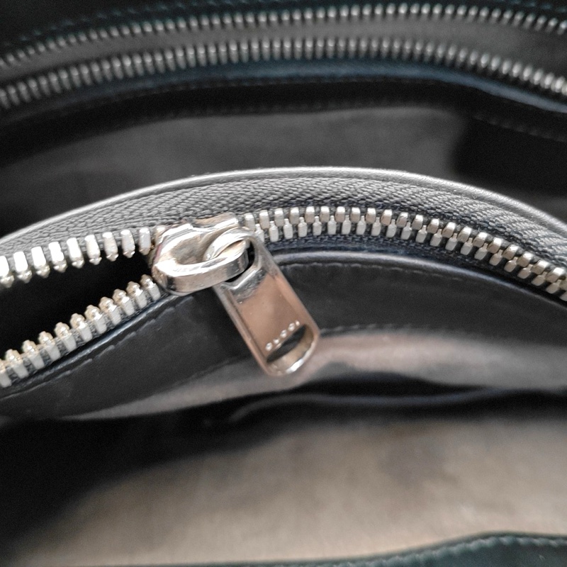 Gucci 托特包 綠色(近黑色)全皮老花壓紋手提包 肩背包-19