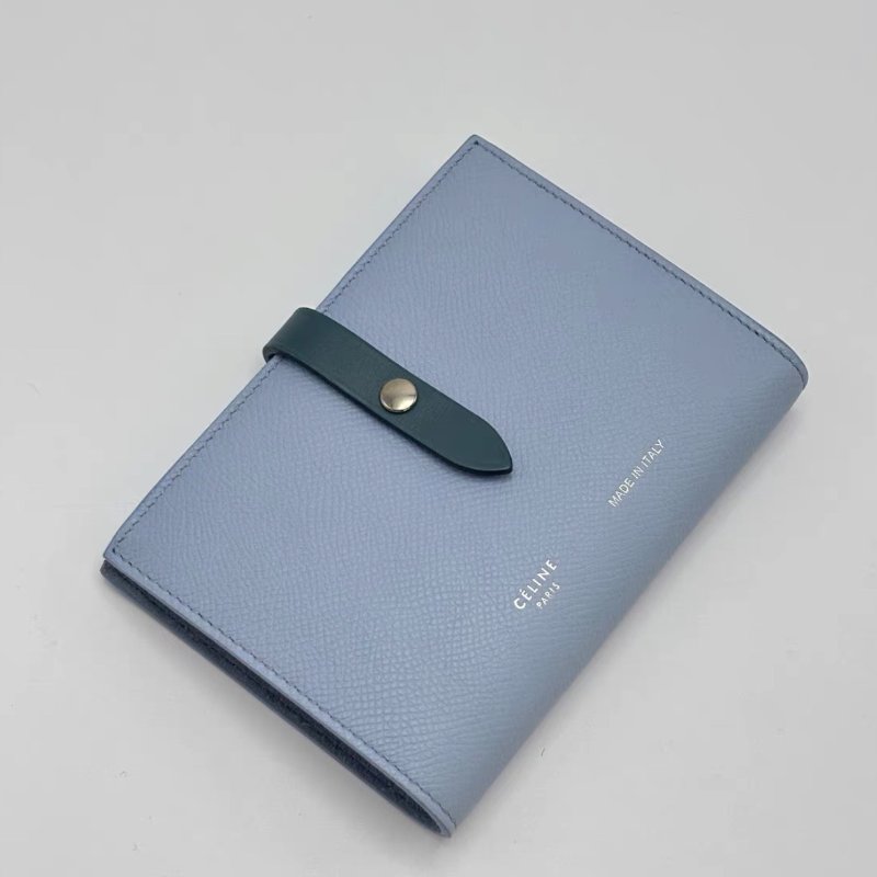 CELINE 藍色按扣折疊錢包14*10*2 98新配件塵袋-1