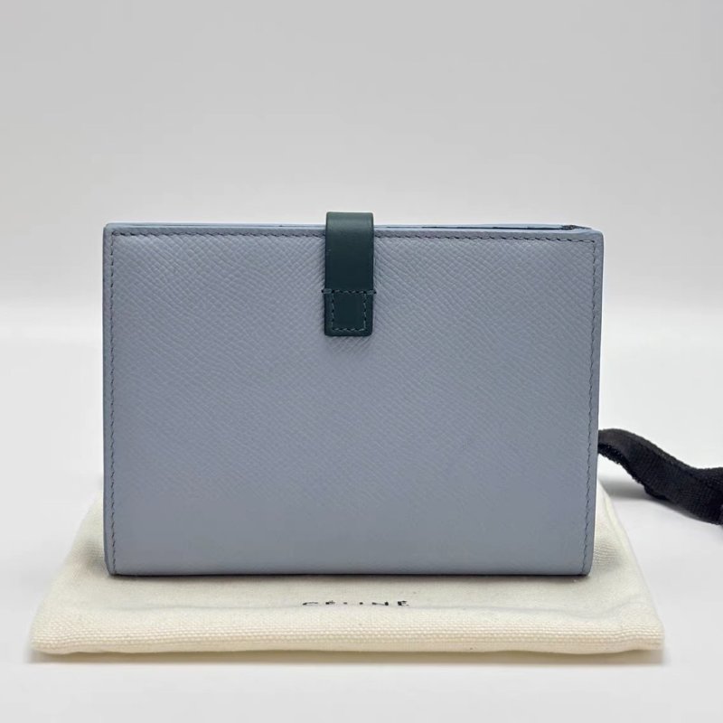 CELINE 藍色按扣折疊錢包14*10*2 98新配件塵袋-4