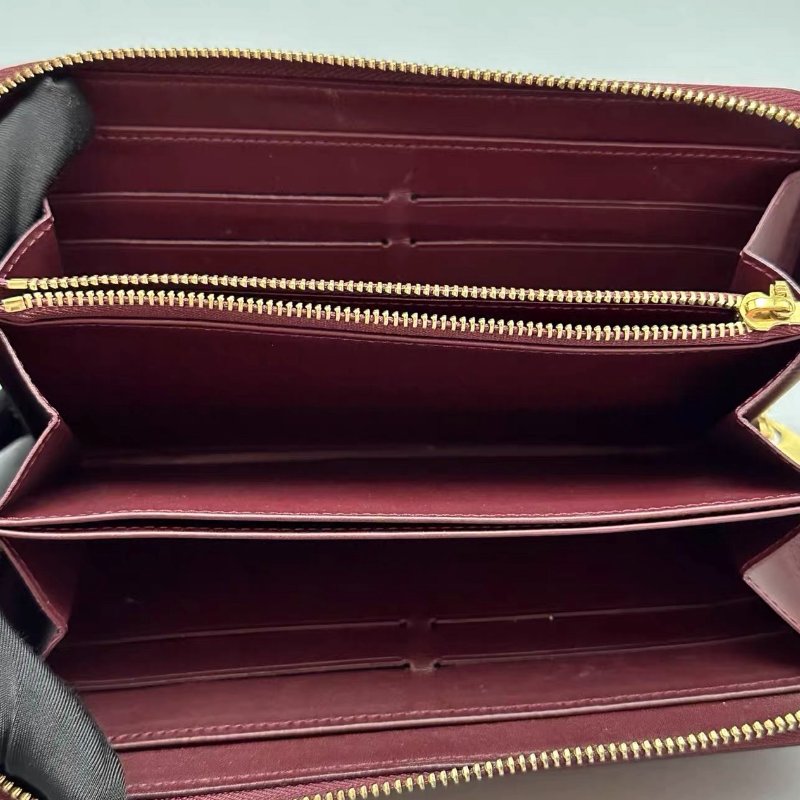 LV 漆皮壓花拉鍊開合長款錢包 19*10*2 98新配件塵袋-1