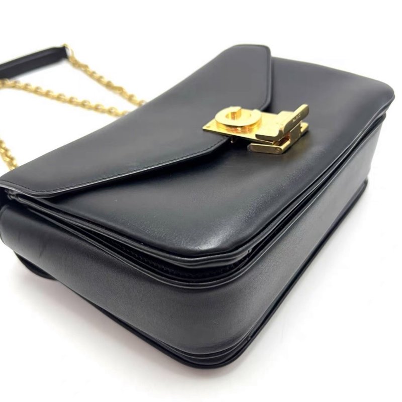 CELINE C bag黑金亮面牛皮肩背斜背22*14*7 98新配件塵袋-4