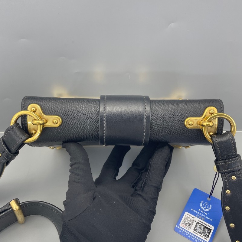PRADA 黑色宮廷系款肩背包 斜背包-2