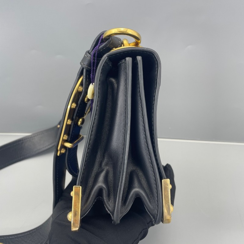 PRADA 黑色宮廷系款肩背包 斜背包-5