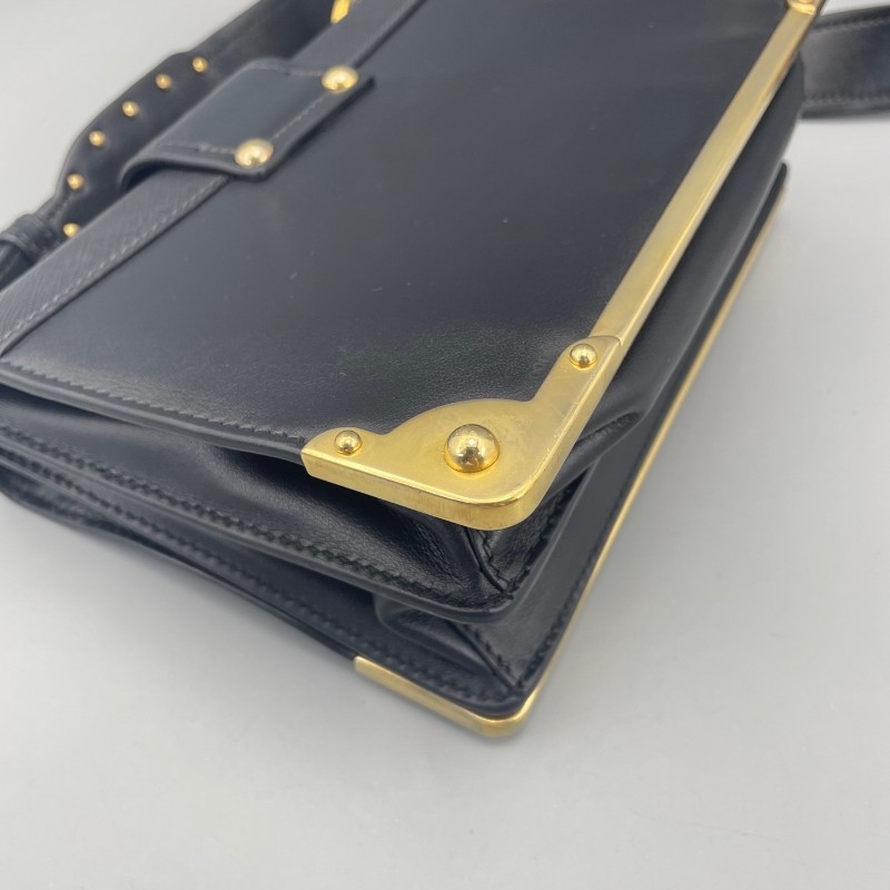 PRADA 黑色宮廷系款肩背包 斜背包-14