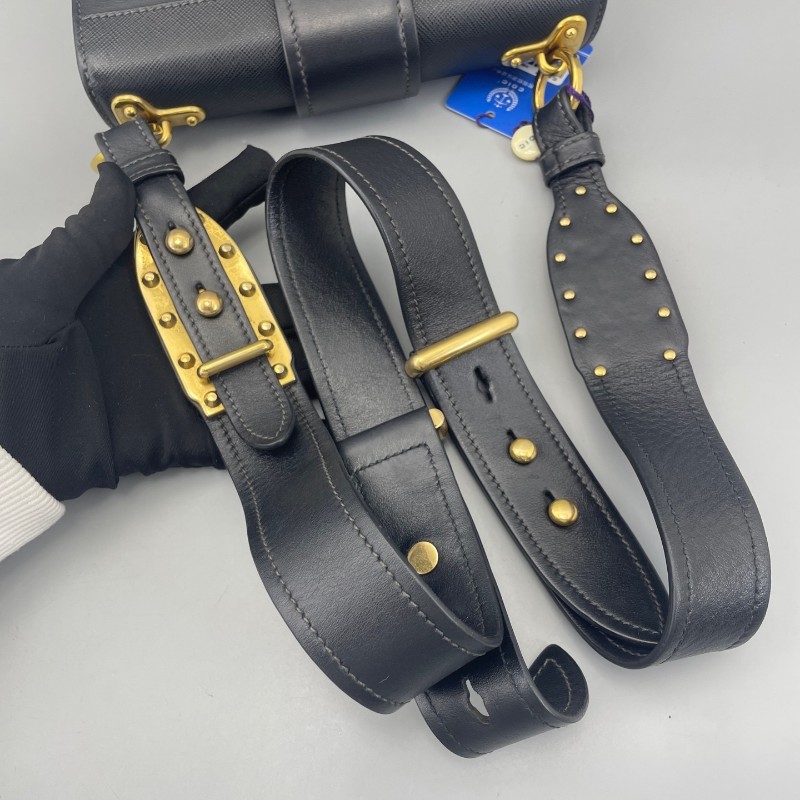 PRADA 黑色宮廷系款肩背包 斜背包-26