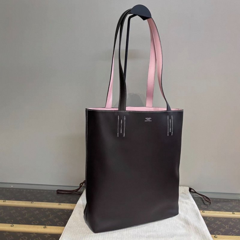 HERMES 新款烏木色櫻花粉Sens35雙面托特包 29*35*11 全新閒置配件盒子購證塵袋-1