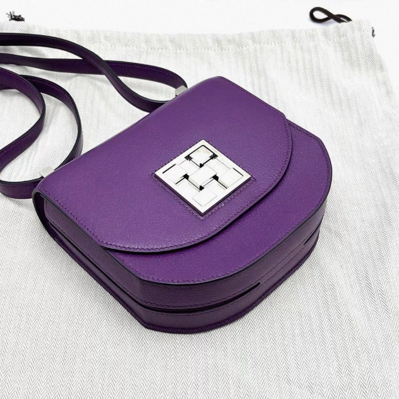 HERMES 海葵紫銀扣馬賽克mini肩背斜背包 99新配件盒子塵袋購證吊牌-4