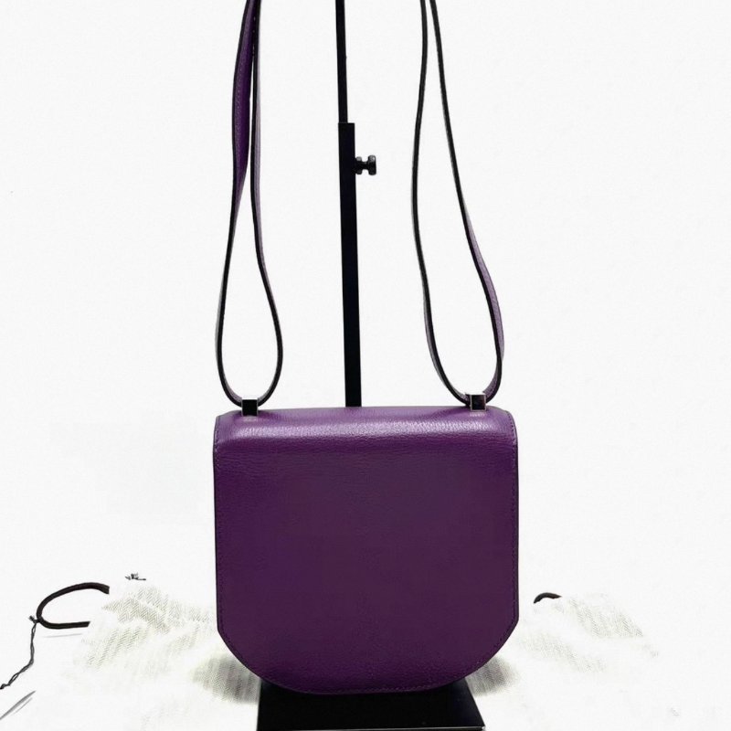 HERMES 海葵紫銀扣馬賽克mini肩背斜背包 99新配件盒子塵袋購證吊牌-5