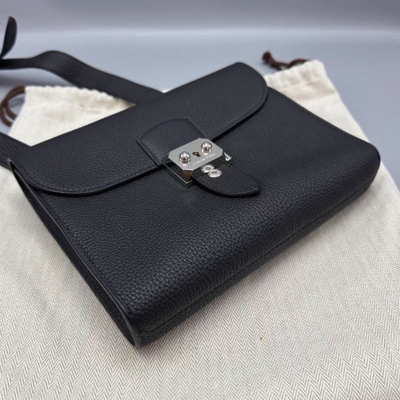 HERMES sac a depeches21黑銀肩背斜背包21*17*4 全新閒置配件塵袋鑰匙-4