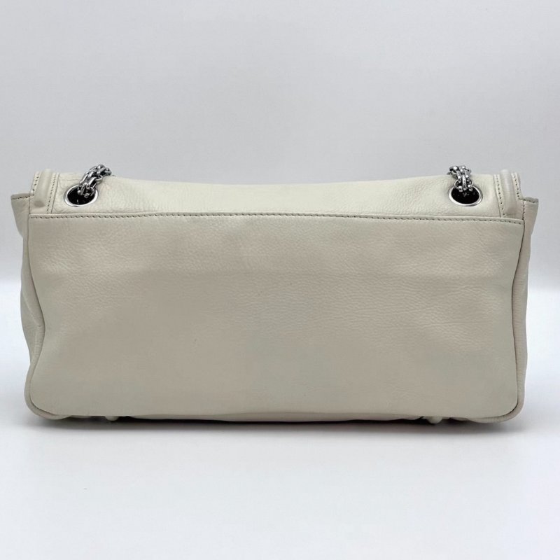 CHANEL 2.55奶油白銀大方扣肩背斜背包18*13*6 98新配件塵袋保卡-5