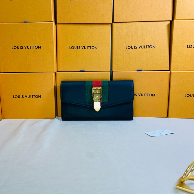 ✨超級質感 Gucci 古馳 黑金塞維亞12卡零錢袋長夾-2