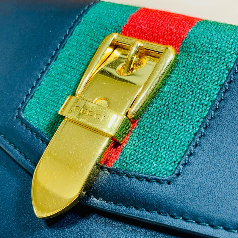 ✨超級質感 Gucci 古馳 黑金塞維亞12卡零錢袋長夾-4