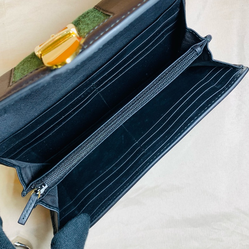 ✨超級質感 Gucci 古馳 黑金塞維亞12卡零錢袋長夾-6