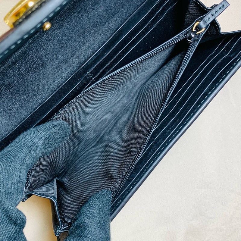 ✨超級質感 Gucci 古馳 黑金塞維亞12卡零錢袋長夾-7