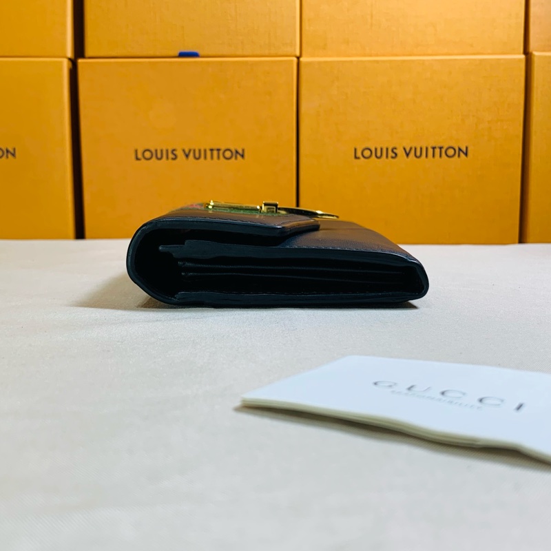 ✨超級質感 Gucci 古馳 黑金塞維亞12卡零錢袋長夾-9