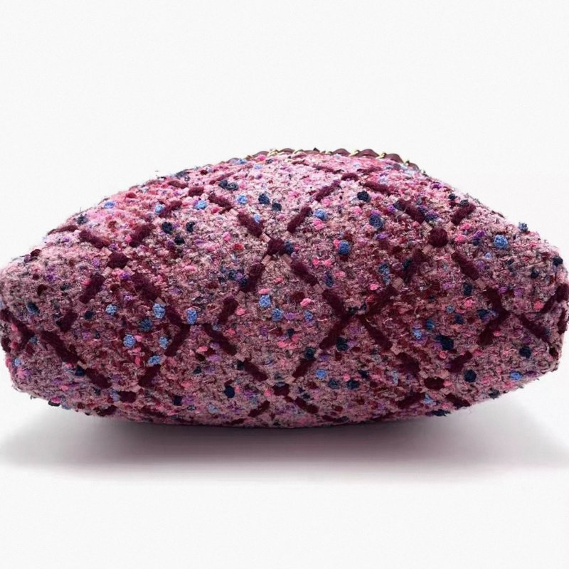 CHANEL 粉色毛呢22bag中號子母肩背包36*36*7.5 98新配件塵袋-3