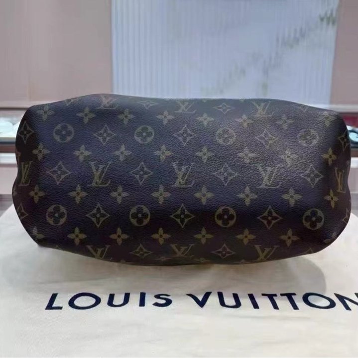 LV 經典老花金扣手提餃子包30*22*11 98新配件鑰匙鎖 塵袋-4