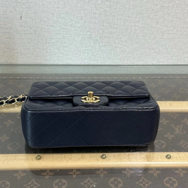 CHANEL 藍金CF大mini肩背斜背包 20*12*6 98新配件塵袋-3