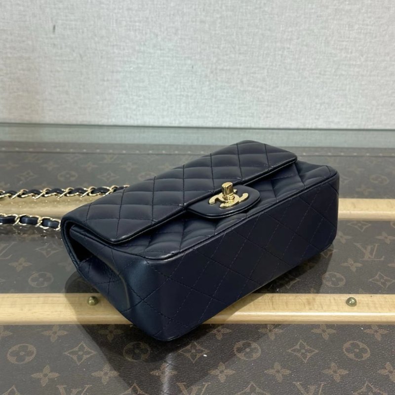 CHANEL 藍金CF大mini肩背斜背包 20*12*6 98新配件塵袋-4