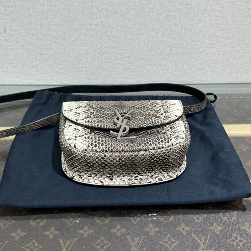YSL 喜馬拉雅蛇皮銀扣肩背斜背馬鞍包 18*14*5 98新配件塵袋-3