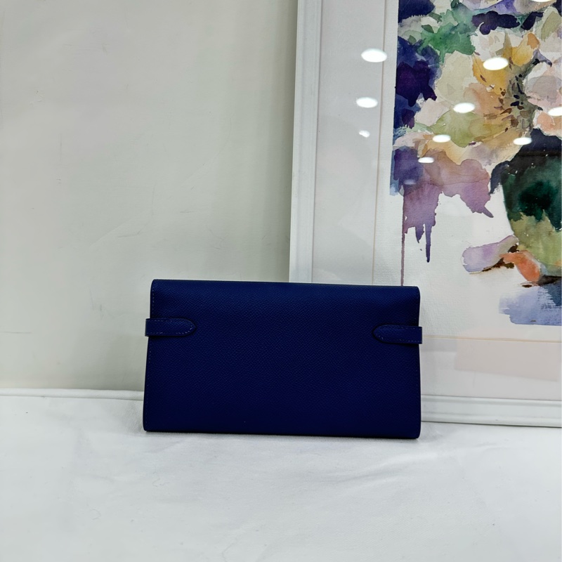 Hermes愛馬仕 Kelly錢包 深藍色 epsom皮 X刻-1