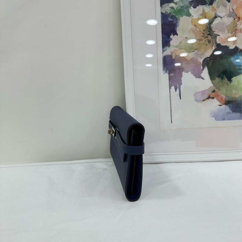 Hermes愛馬仕 Kelly錢包 深藍色 epsom皮 X刻-3
