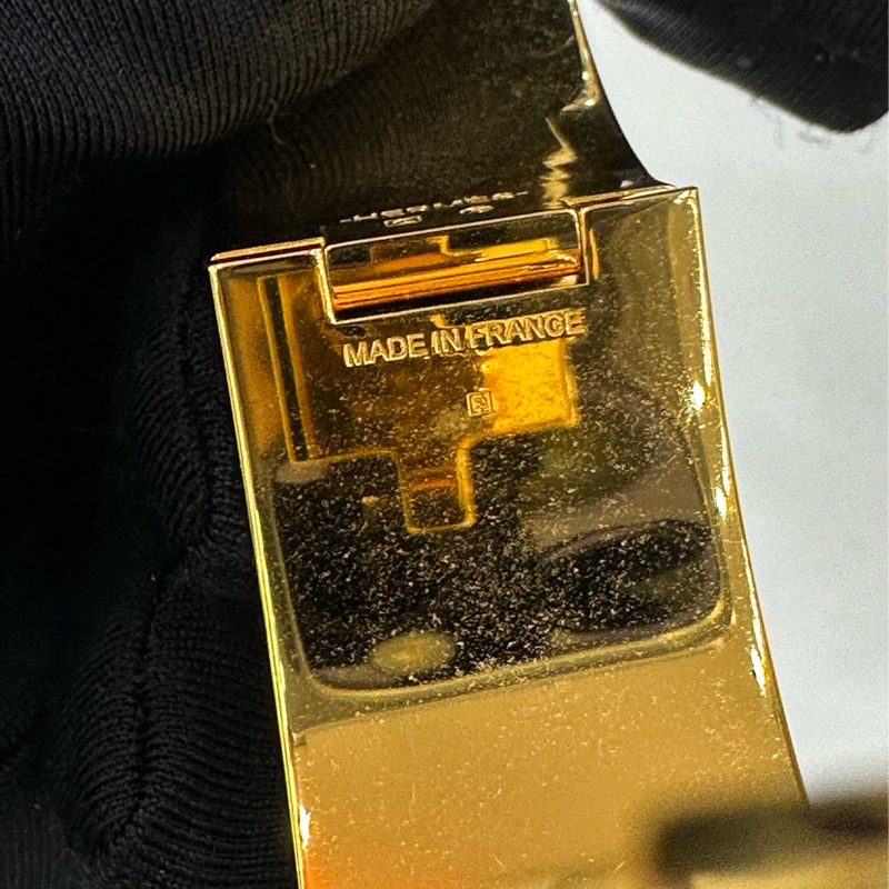 Hermes/愛馬仕寬版黑金手鐲 有使用痕跡-4