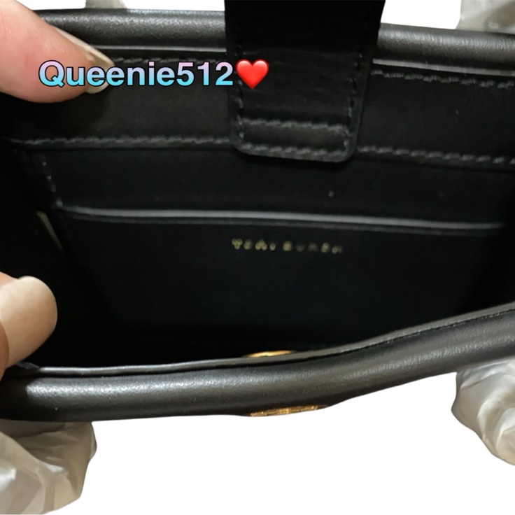 全新出清Tory Burch  Monogram 黑色緹花織布小琴譜包 紙袋包 托特包-8