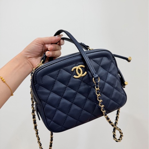CHANEL 香奈兒 VANITY TOP 深藍 藏藍 相機包 斜背包 肩背包 手提包 側背包 鏈條包
