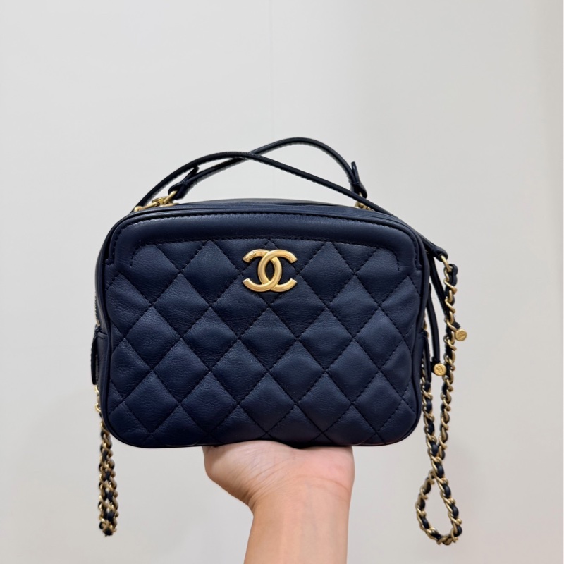 CHANEL 香奈兒 VANITY TOP 深藍 藏藍 相機包 斜背包 肩背包 手提包 側背包 鏈條包-1