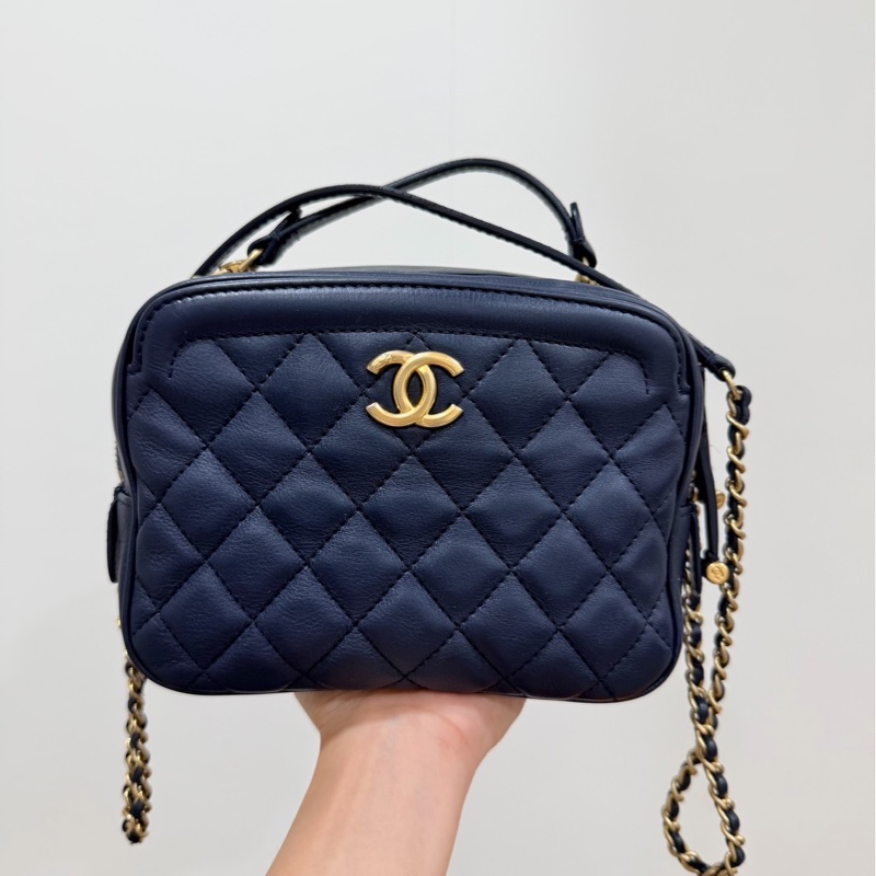 CHANEL 香奈兒 VANITY TOP 深藍 藏藍 相機包 斜背包 肩背包 手提包 側背包 鏈條包-7