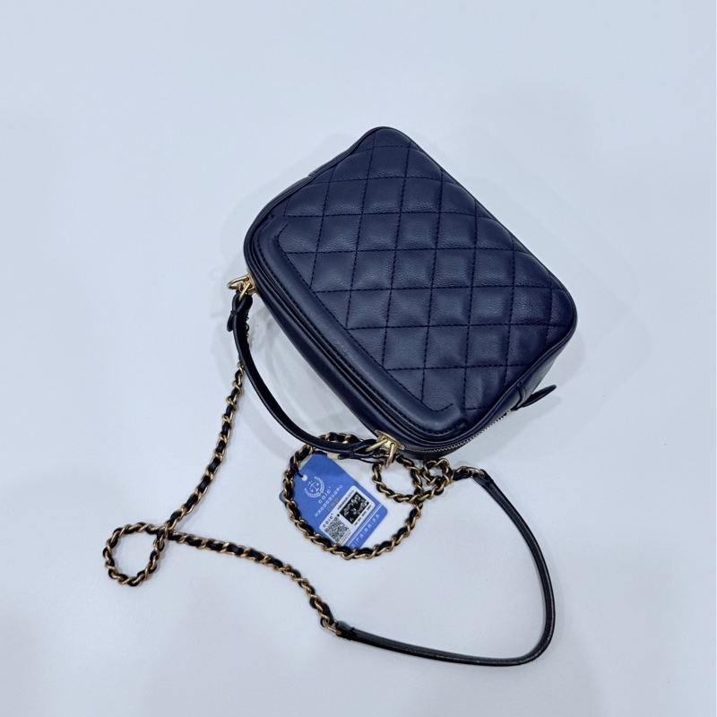 CHANEL 香奈兒 VANITY TOP 深藍 藏藍 相機包 斜背包 肩背包 手提包 側背包 鏈條包-9