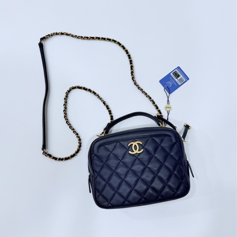 CHANEL 香奈兒 VANITY TOP 深藍 藏藍 相機包 斜背包 肩背包 手提包 側背包 鏈條包-10