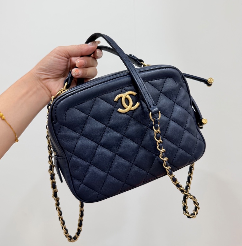 CHANEL 香奈兒 VANITY TOP 深藍 藏藍 相機包 斜背包 肩背包 手提包 側背包 鏈條包-25