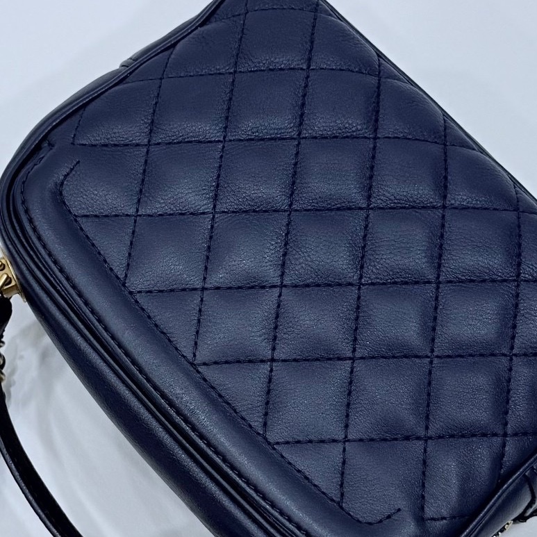CHANEL 香奈兒 VANITY TOP 深藍 藏藍 相機包 斜背包 肩背包 手提包 側背包 鏈條包-28