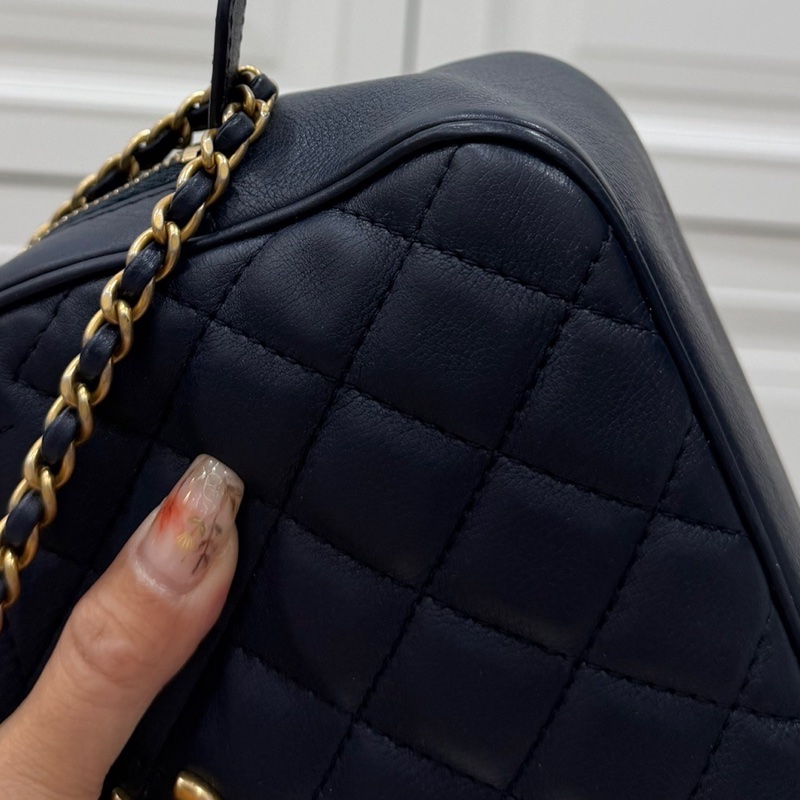 CHANEL 香奈兒 VANITY TOP 深藍 藏藍 相機包 斜背包 肩背包 手提包 側背包 鏈條包-31