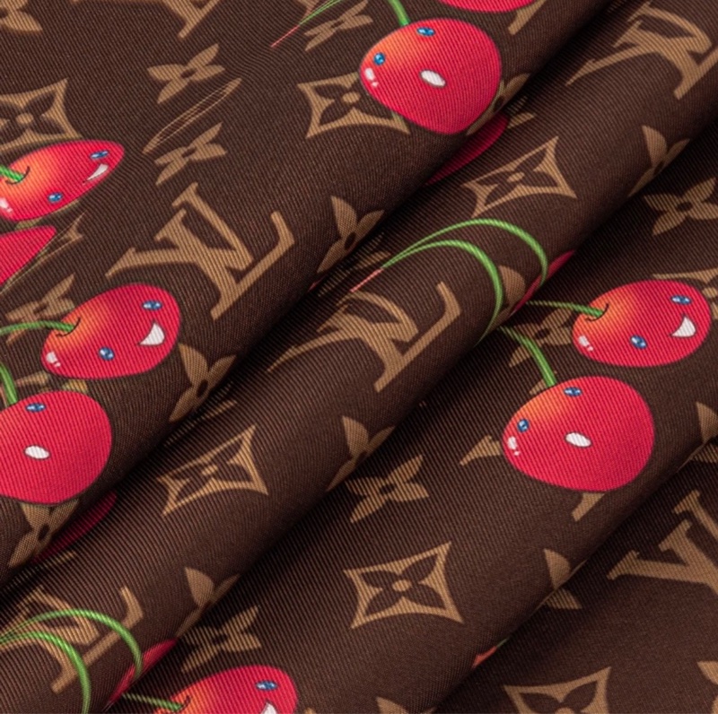 LV X TM 村上隆🍒櫻桃系列 LV Carré Monogram Cerise絲巾 90cm 棕色-2