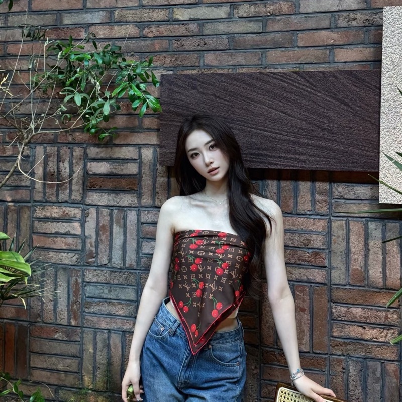 LV X TM 村上隆🍒櫻桃系列 LV Carré Monogram Cerise絲巾 90cm 棕色-4