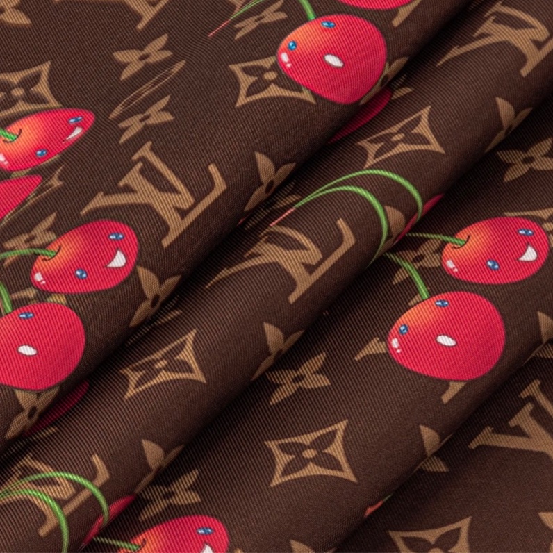 LV X TM 村上隆🍒櫻桃系列 LV Carré Monogram Cerise絲巾 90cm 棕色-6