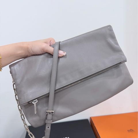 PRADA 灰色 全皮 斜背包 肩背包 側背包 鏈條包