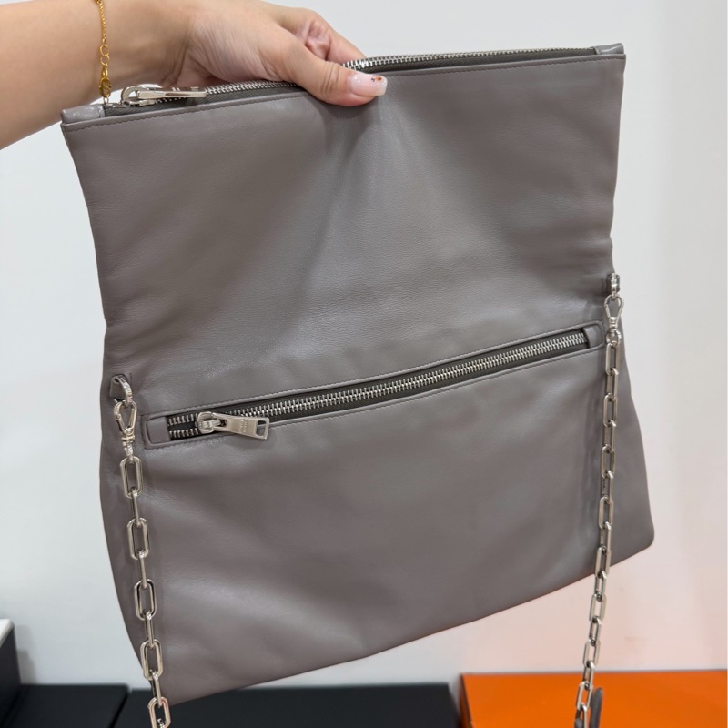 PRADA 灰色 全皮 斜背包 肩背包 側背包 鏈條包-7