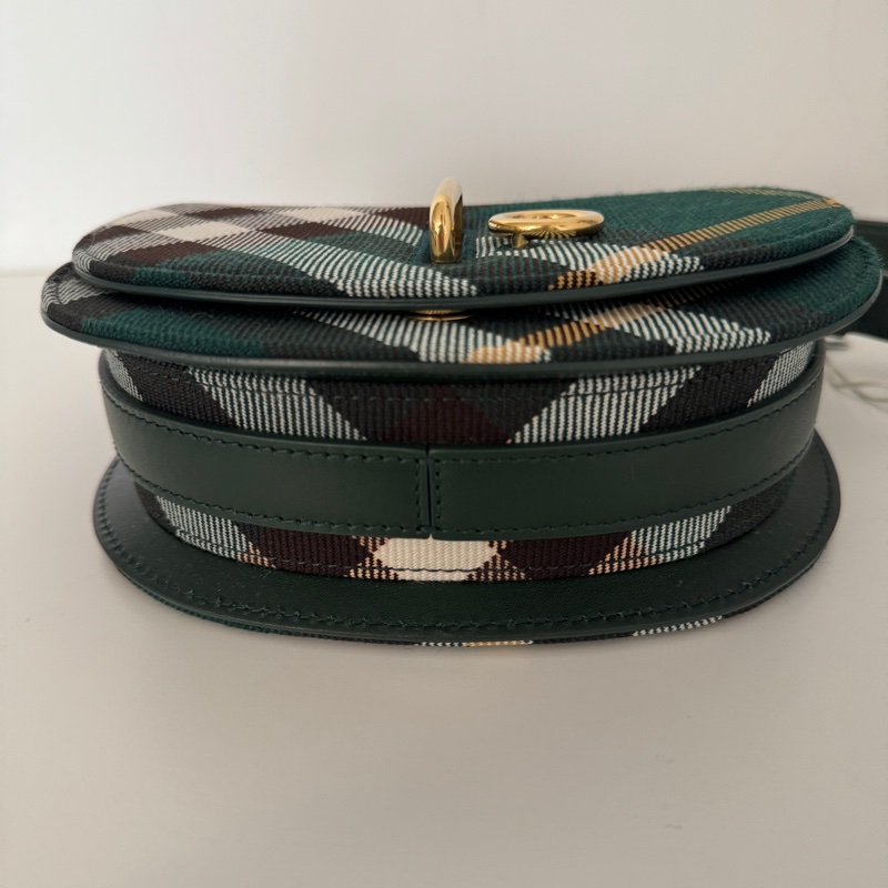 Burberry可调节肩带 小牛皮饰边 斜挎单肩包 女款 常春藤色-5