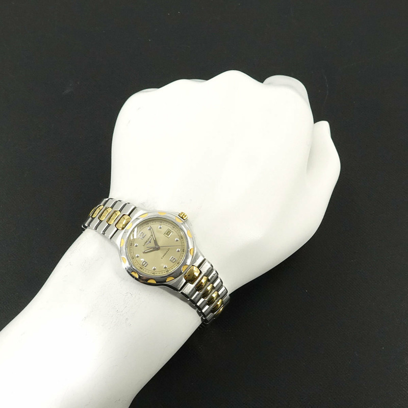 浪琴 Conquest L1 505 3 女士腕錶,附日期顯示,香檳金色,石英機芯-2