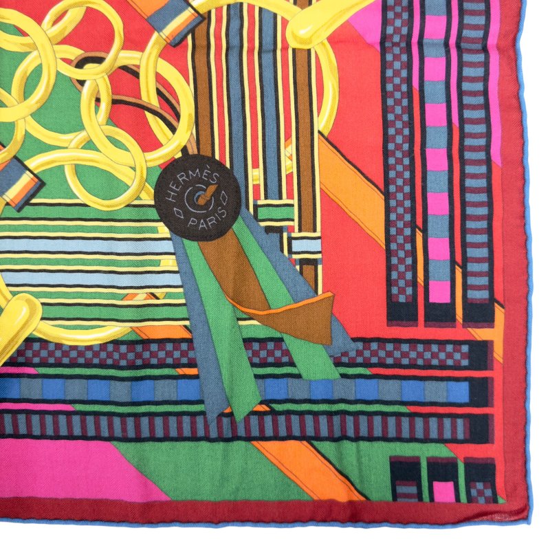 HERMES Brides et  Gris-Gris shawl 140 羊絨 圍巾-4