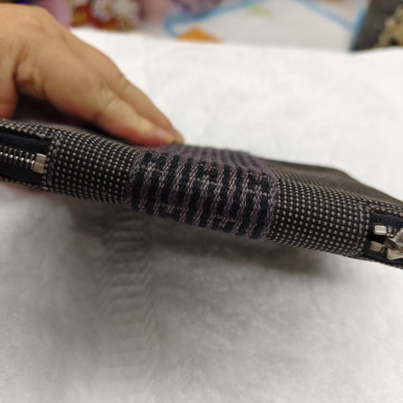 Hermes經典黑灰布錢包-4