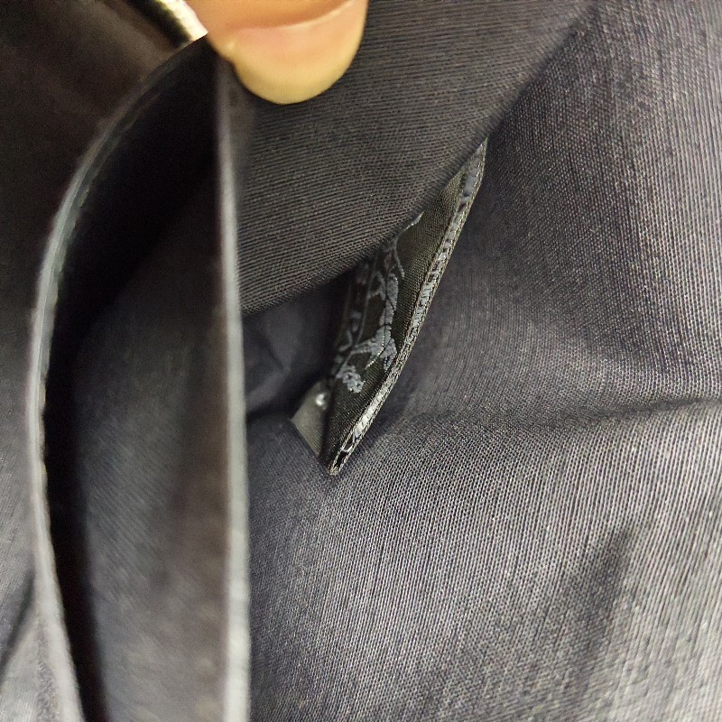 Hermes經典黑灰布錢包-6