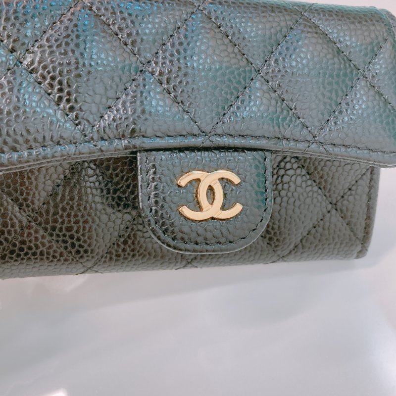 MS0365 Chanel 香奈兒 經典 卡包 零錢包 魚子醬 牛皮 黑金 Classic Flap Card Holder Caivar Black x GHW-9
