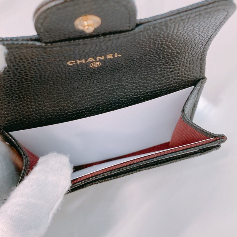 MS0365 Chanel 香奈兒 經典 卡包 零錢包 魚子醬 牛皮 黑金 Classic Flap Card Holder Caivar Black x GHW-13