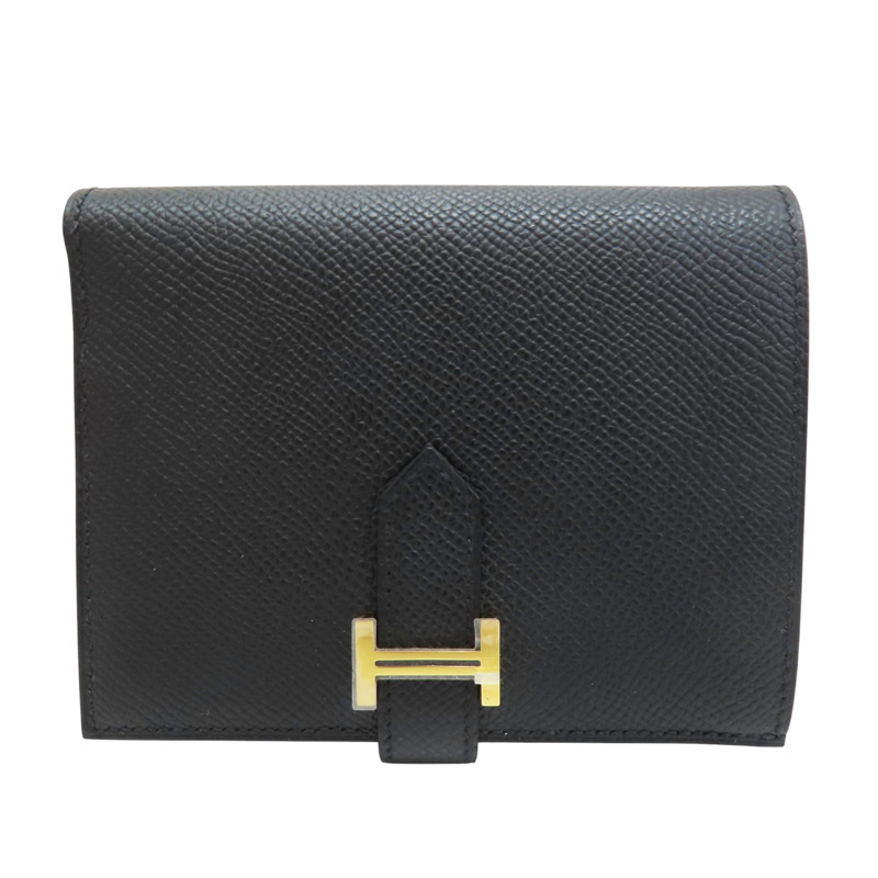 黑色 Epsom牛皮 Bearn compact 短夾 K刻【HERMES 愛馬仕】-0